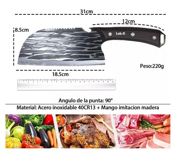 Foto 2 | Cuchillo De Chef Forjado A Mano Acero Cuchillos De Cocina