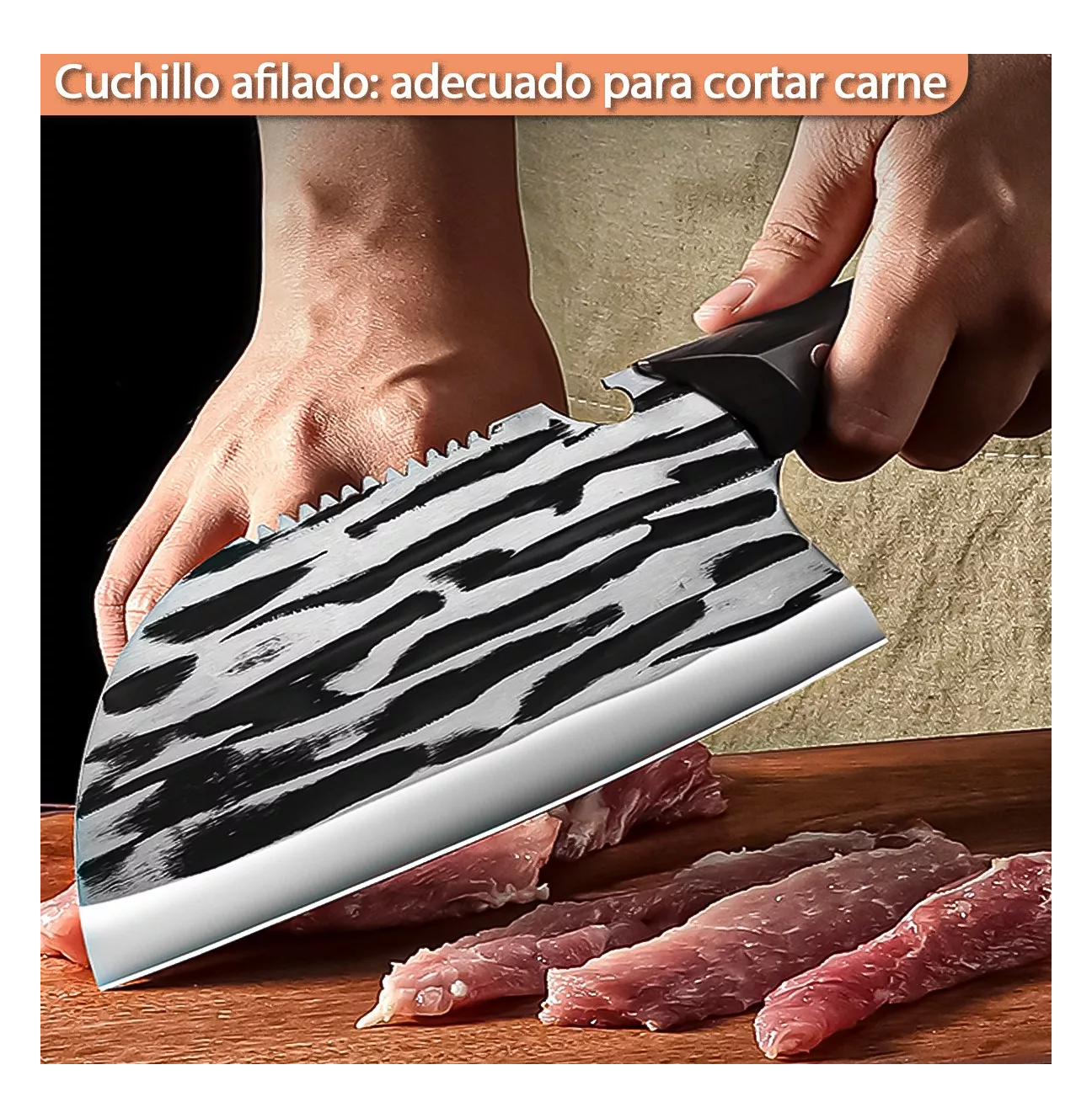 Foto 4 pulgar | Cuchillo De Chef Forjado A Mano Acero Cuchillos De Cocina