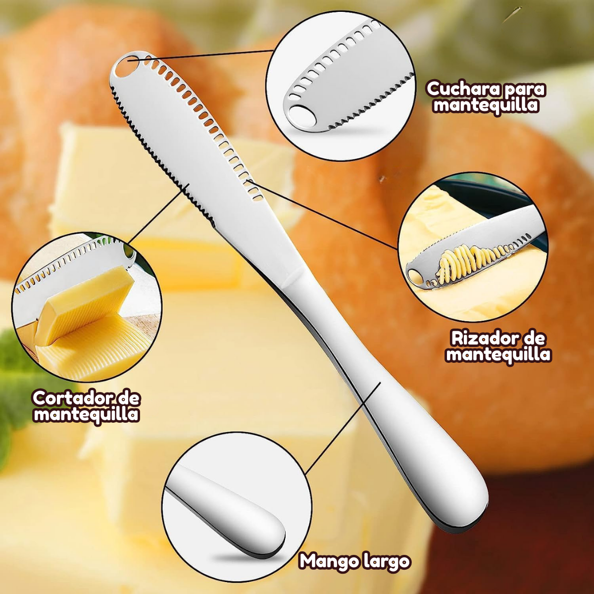 Foto 4 pulgar | Cuchillo Acero Inoxidable Untar Mantequilla Utensilio Cocina