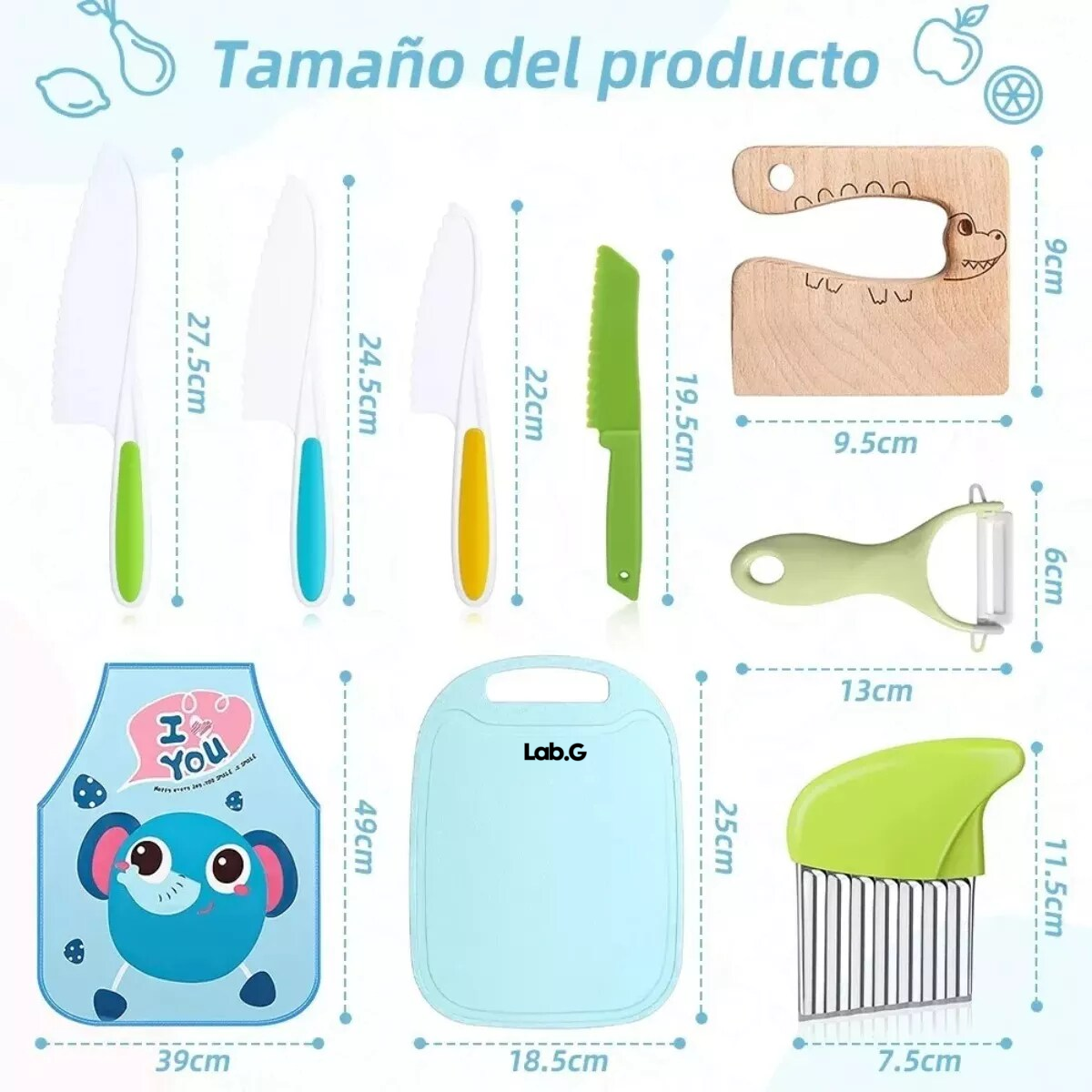 Foto 3 pulgar | Cuchillos Seguros Lab.g Para Niños Pequeños De Frutas Para Cocinar Azul Colores