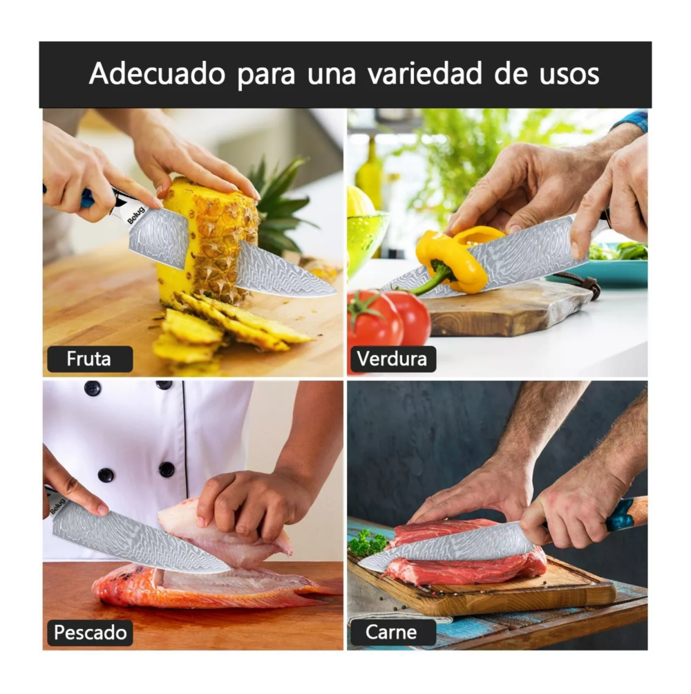 Foto 5 pulgar | Cuchillo De Cocina Profesional, Belug Color Plateado
