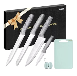 Foto 1 | Set De Cuchillos De Cocina Profesional Con Tabla Para Cortar Plateado