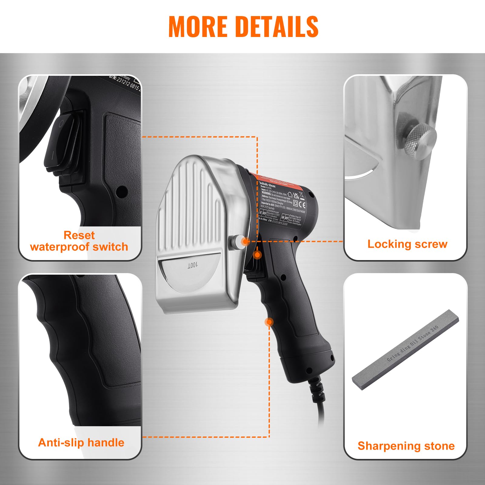 Foto 7 pulgar | Cuchillo Shawarma Eléctrico Vevor 80w Professional 2 Cuchillas - Venta Internacional.