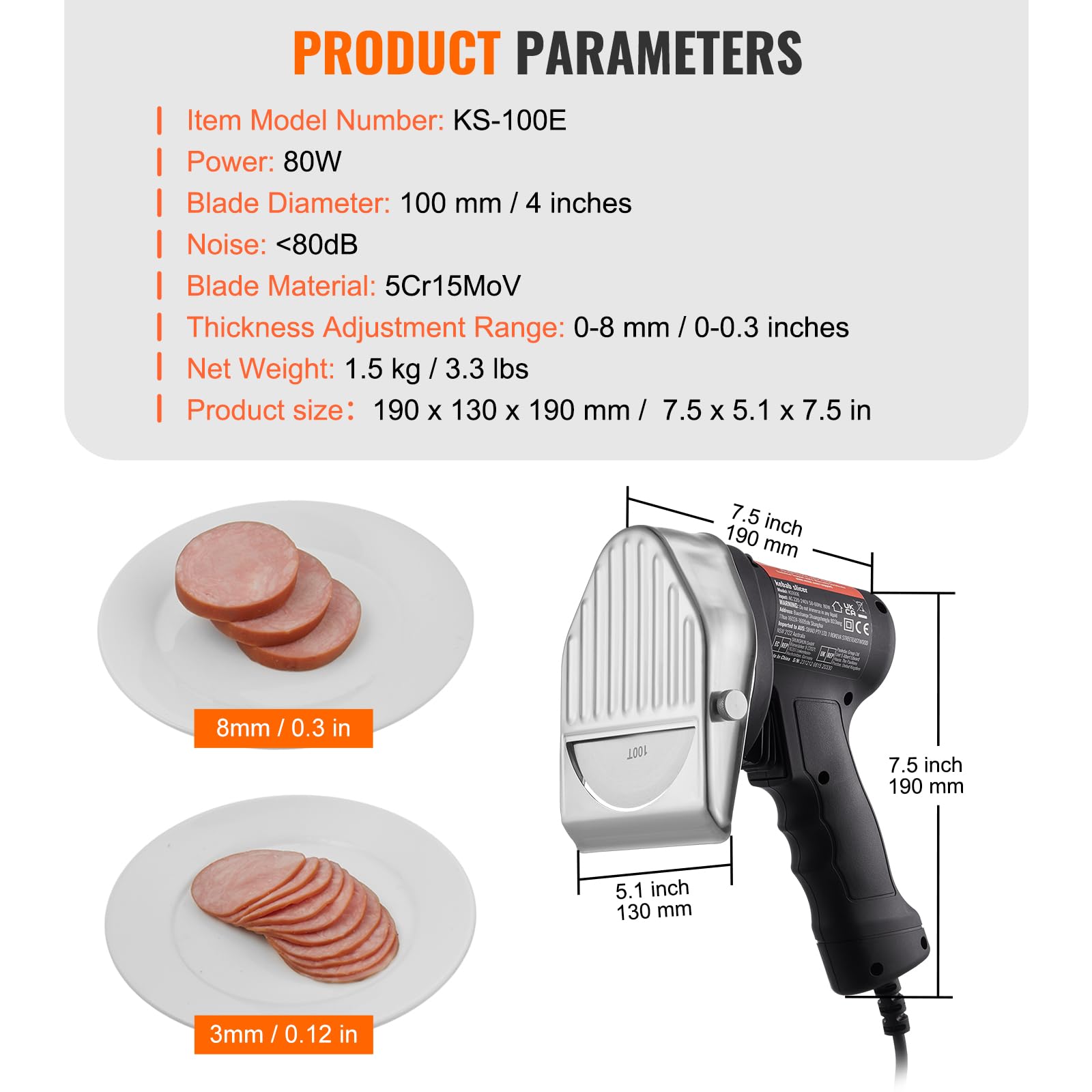 Foto 8 pulgar | Cuchillo Shawarma Eléctrico Vevor 80w Professional 2 Cuchillas - Venta Internacional.