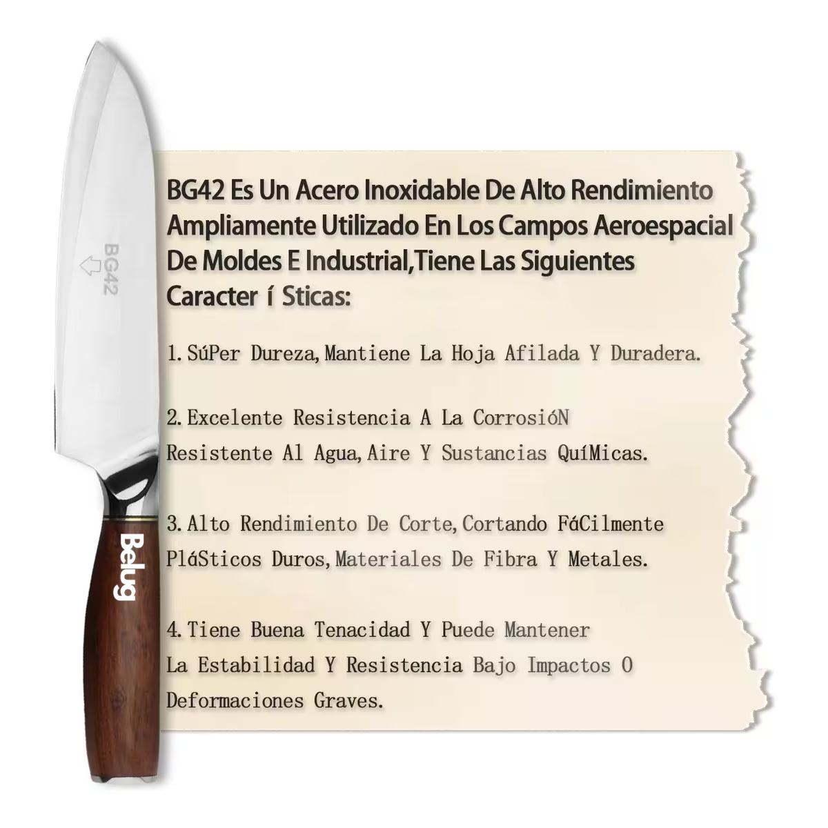 Foto 3 pulgar | Cuchillo De Cocina De 8 Pulgadas, Belug Cuchillo De Chef Profesional Marrón Claro