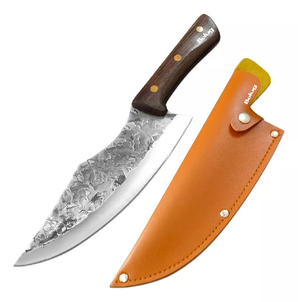 Foto 2 pulgar | Cuchillo Chef De Cocina Profesional De Acero Forjado A Mano, Belug Café Naranja Estuche