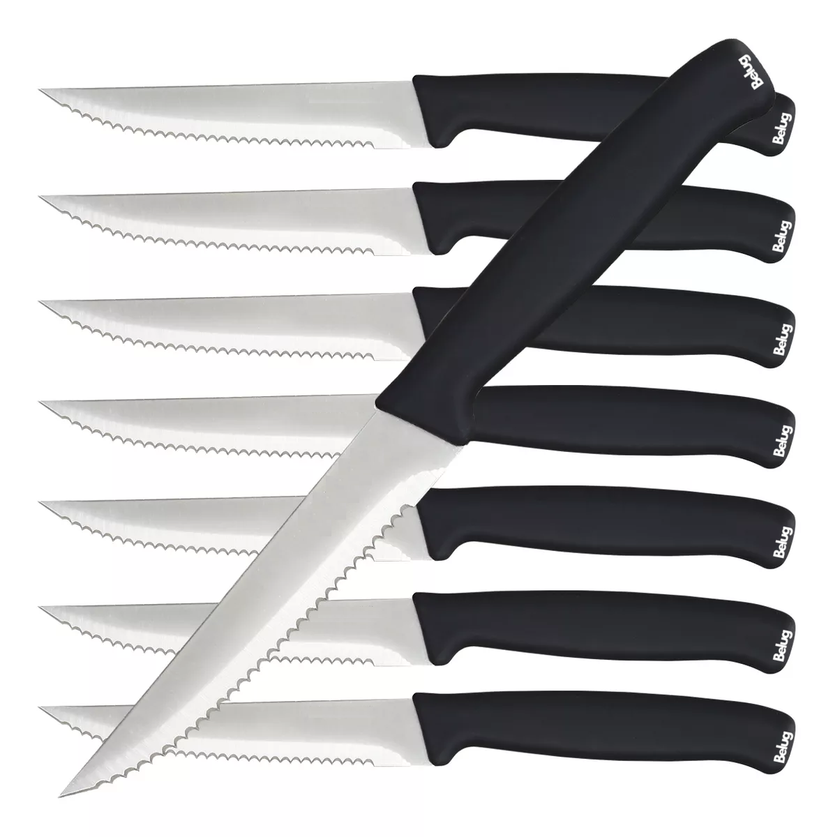 Foto 1 | Set Cuchillos Dentados Belug Para Carne 12 Piezas Plata Negro