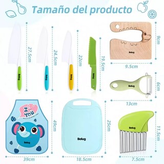 Foto 2 | Cuchillos Seguros Para Niños Pequeños De Frutas Para Cocinar, Belug Azul Colores