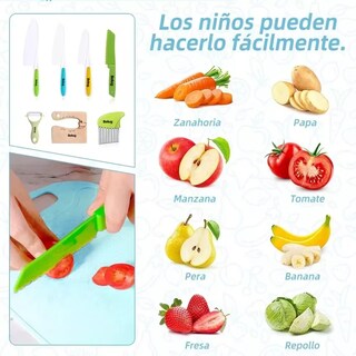 Foto 4 | Cuchillos Seguros Para Niños Pequeños De Frutas Para Cocinar, Belug Azul Colores