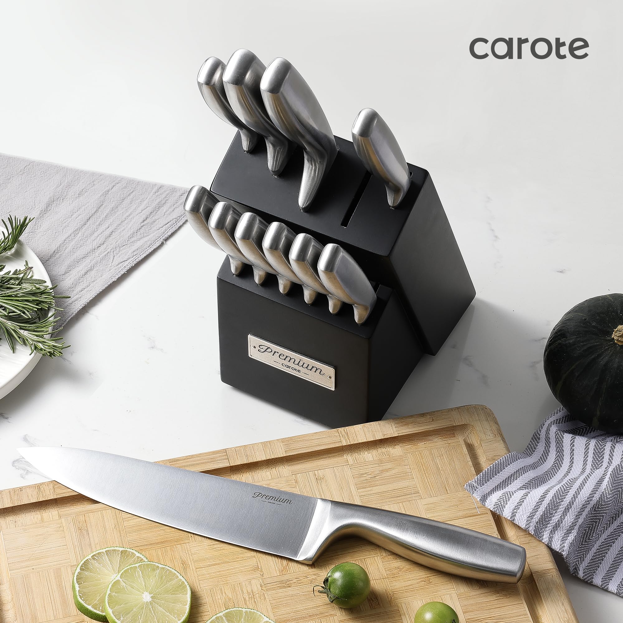 Foto 3 | Juego De Cuchillos Carote De Acero Inoxidable Con Bloque De Madera, 12 Piezas - Venta Internacional.