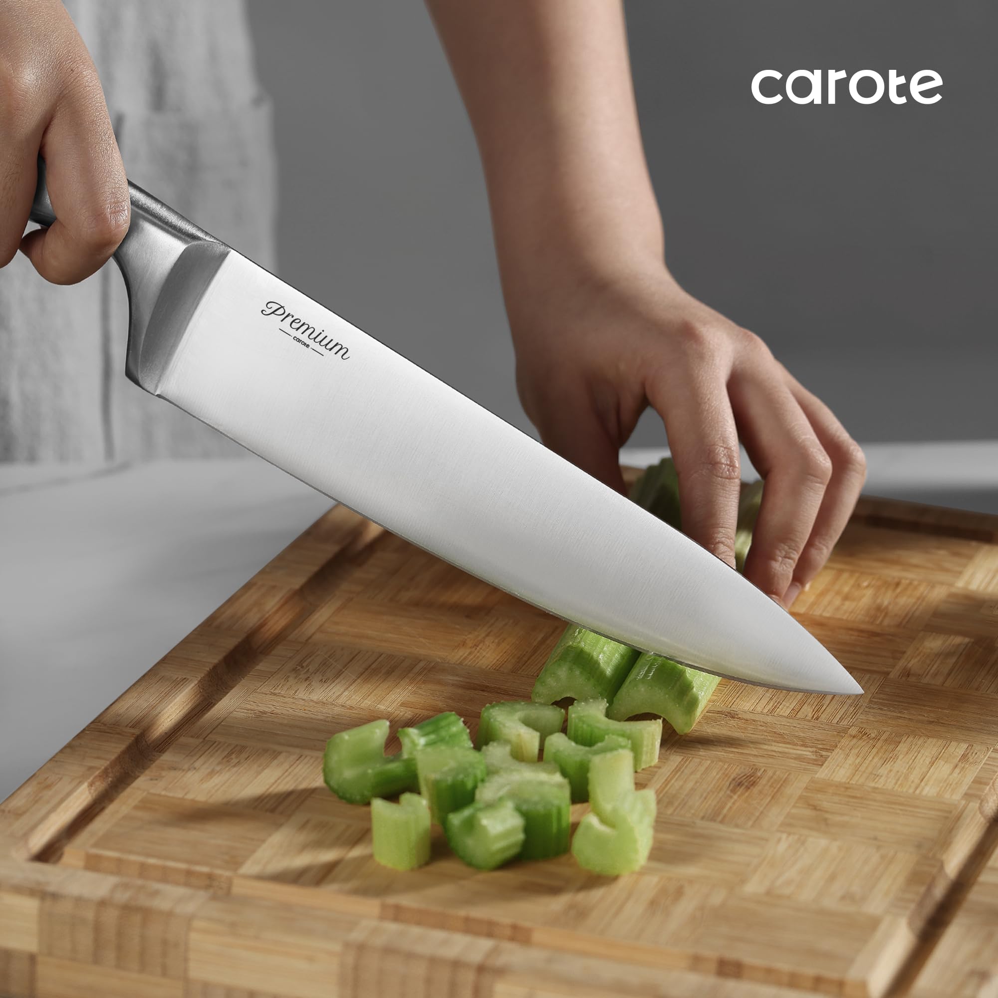 Foto 7 | Juego De Cuchillos Carote De Acero Inoxidable Con Bloque De Madera, 12 Piezas - Venta Internacional.