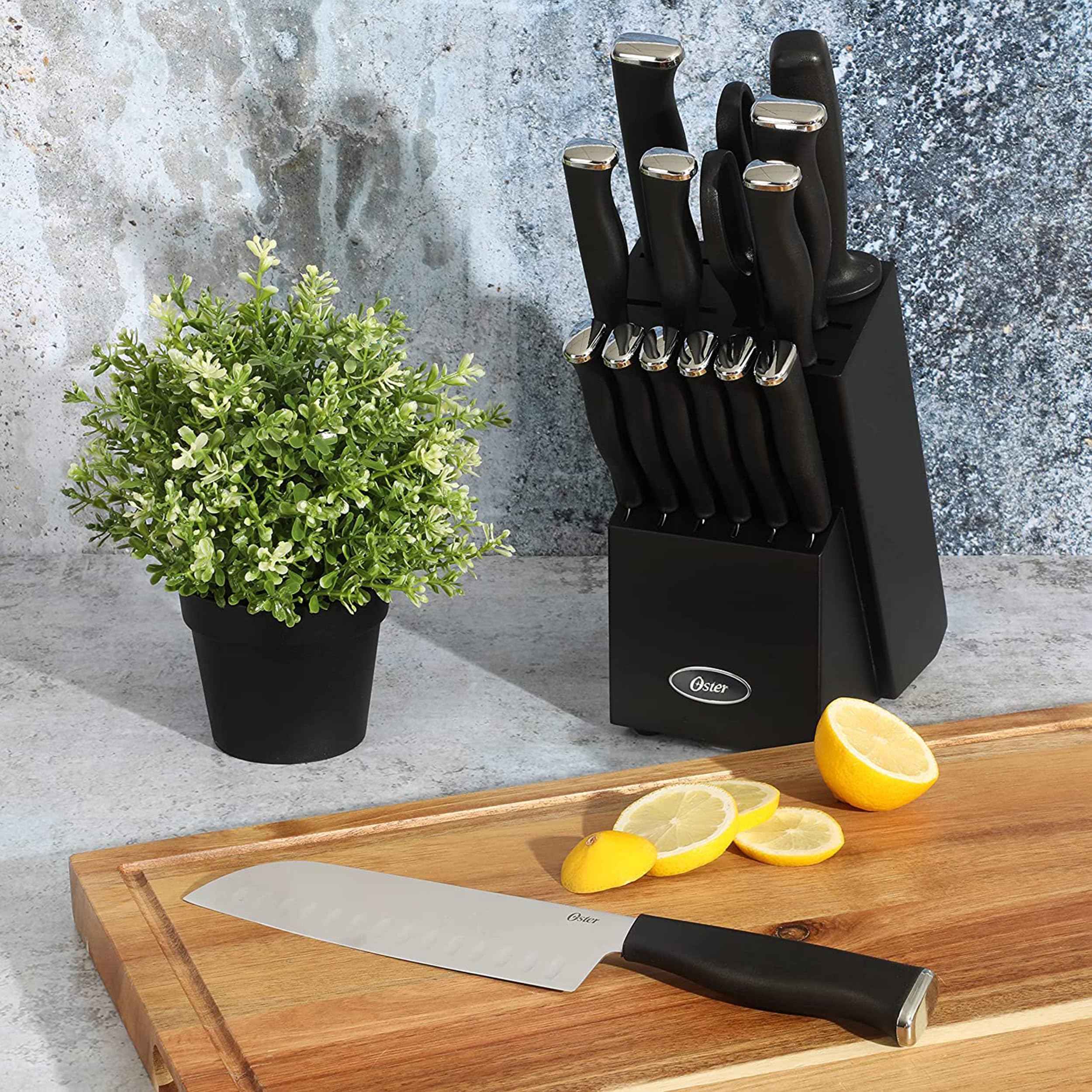Foto 6 | Juego De Bloques De Cuchillos Para Cubiertos Oster Langmore, 15 Piezas, Acero Inoxidable - Venta Internacional.