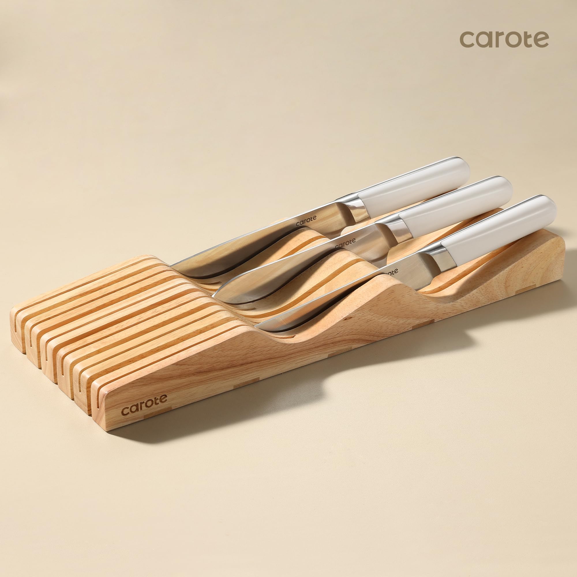 Foto 7 | Juego De Cuchillos Carote De Acero Inoxidable Con Bloque, 12 Piezas, Blanco - Venta Internacional.