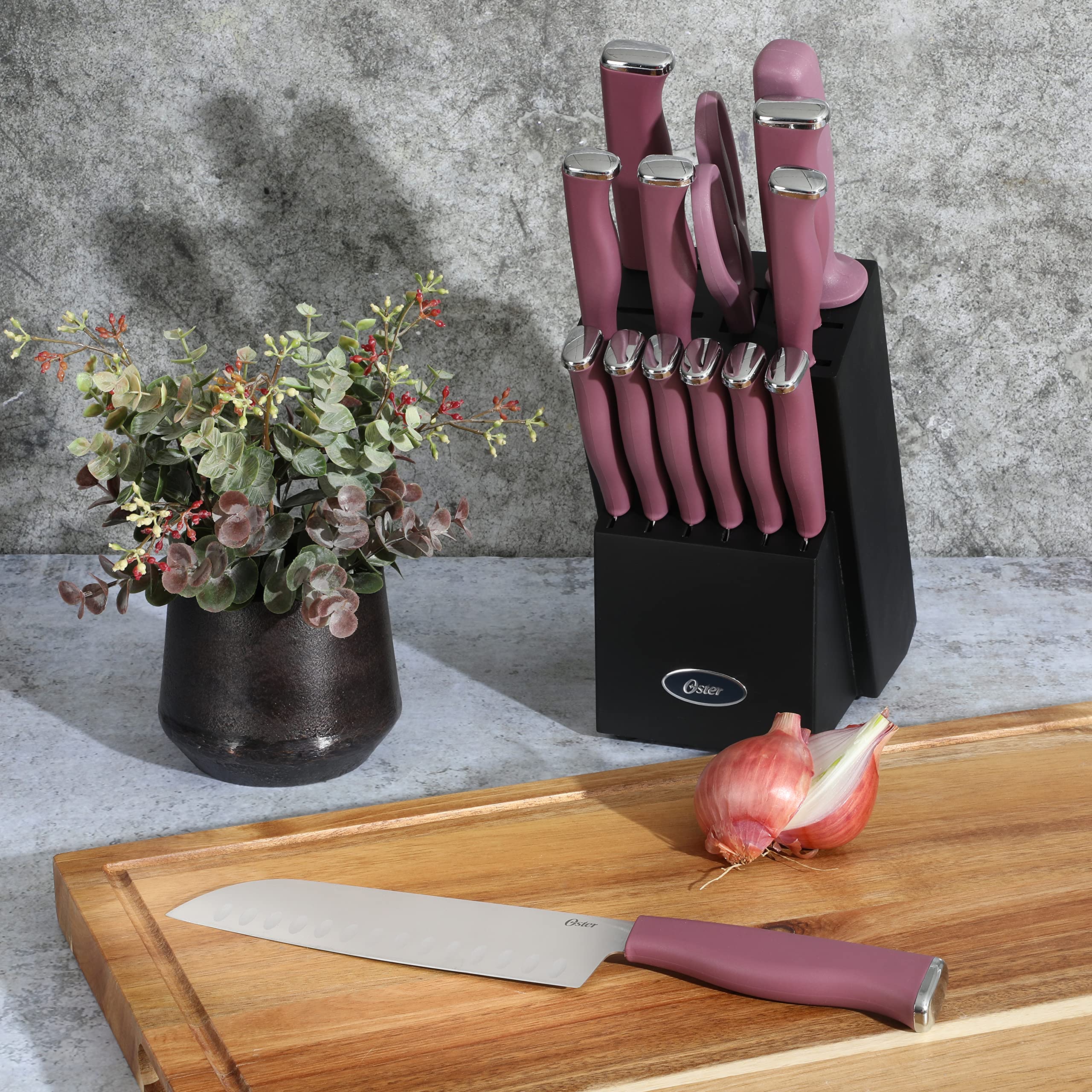 Foto 2 | Juego De Bloques De Cuchillos Para Cubiertos Oster Langmore, 15 Piezas, Acero Inoxidable - Venta Internacional.
