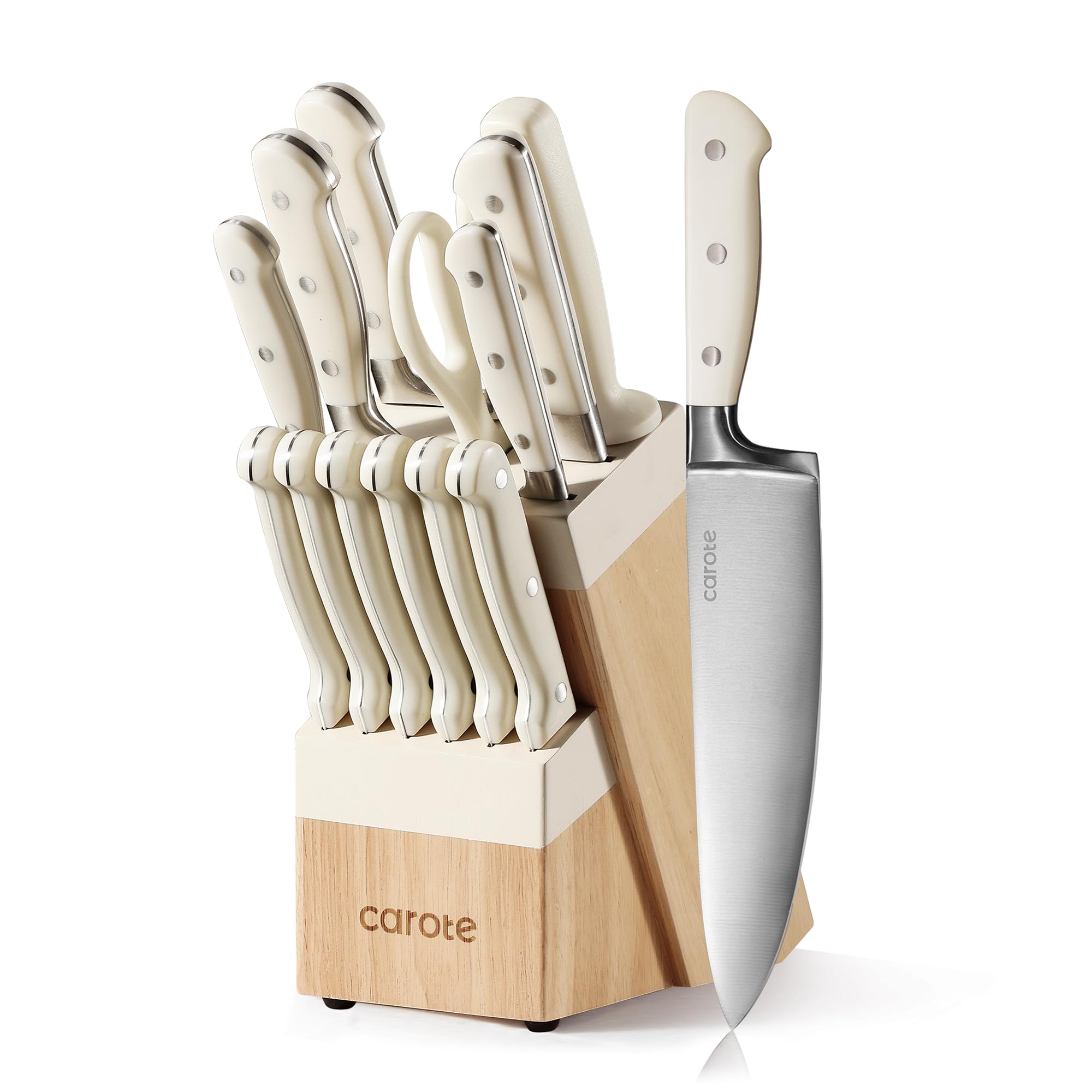 Juego De Cuchillos Carote 14 Piezas Con Bloque De Acero Con Alto Contenido De Carbono - Venta Internacional.