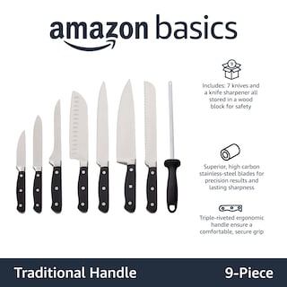 Foto 2 | Juego De Cuchillos Amazon Basics Premium De Acero Inoxidable Con Alto Contenido De Carbono - Venta Internacional.