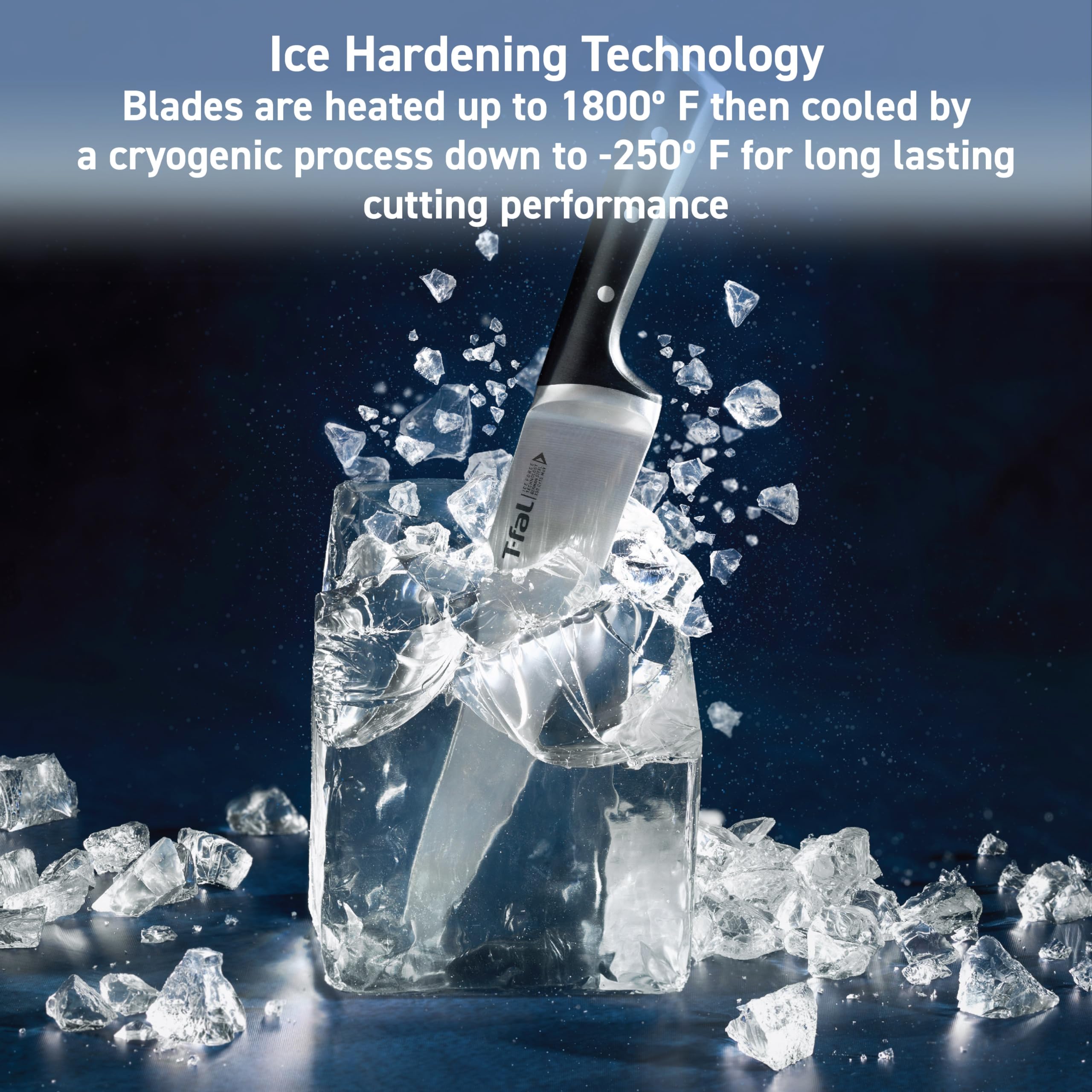 Foto 4 pulgar | Juego De Cuchillos T-fal Ice Force German De Acero Inoxidable, 3 Piezas - Venta Internacional.