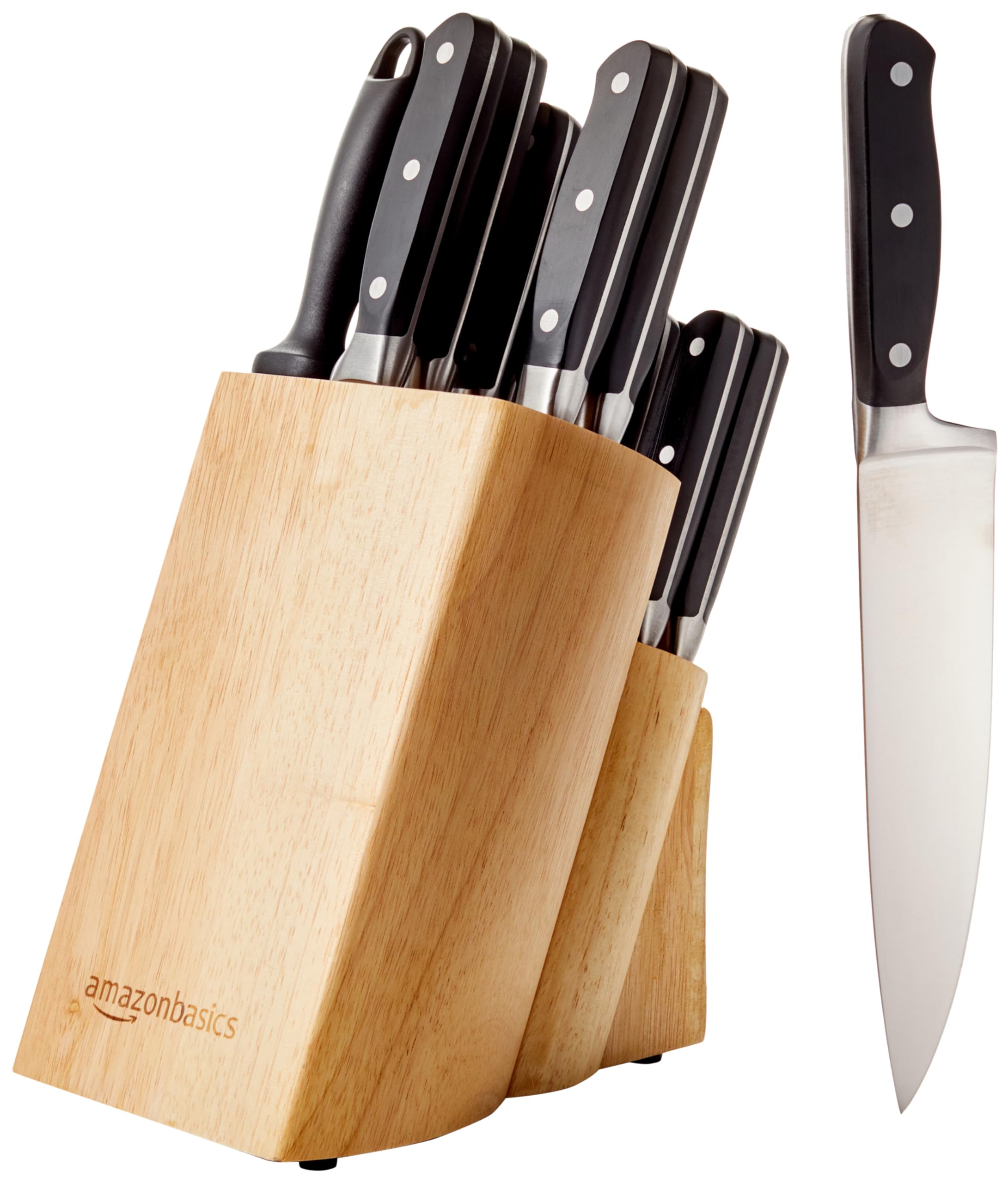 Juego De Bloques De Cuchillos Amazon Basics De Acero Inoxidable De Primera Calidad, 18 Piezas - Venta Internacional.