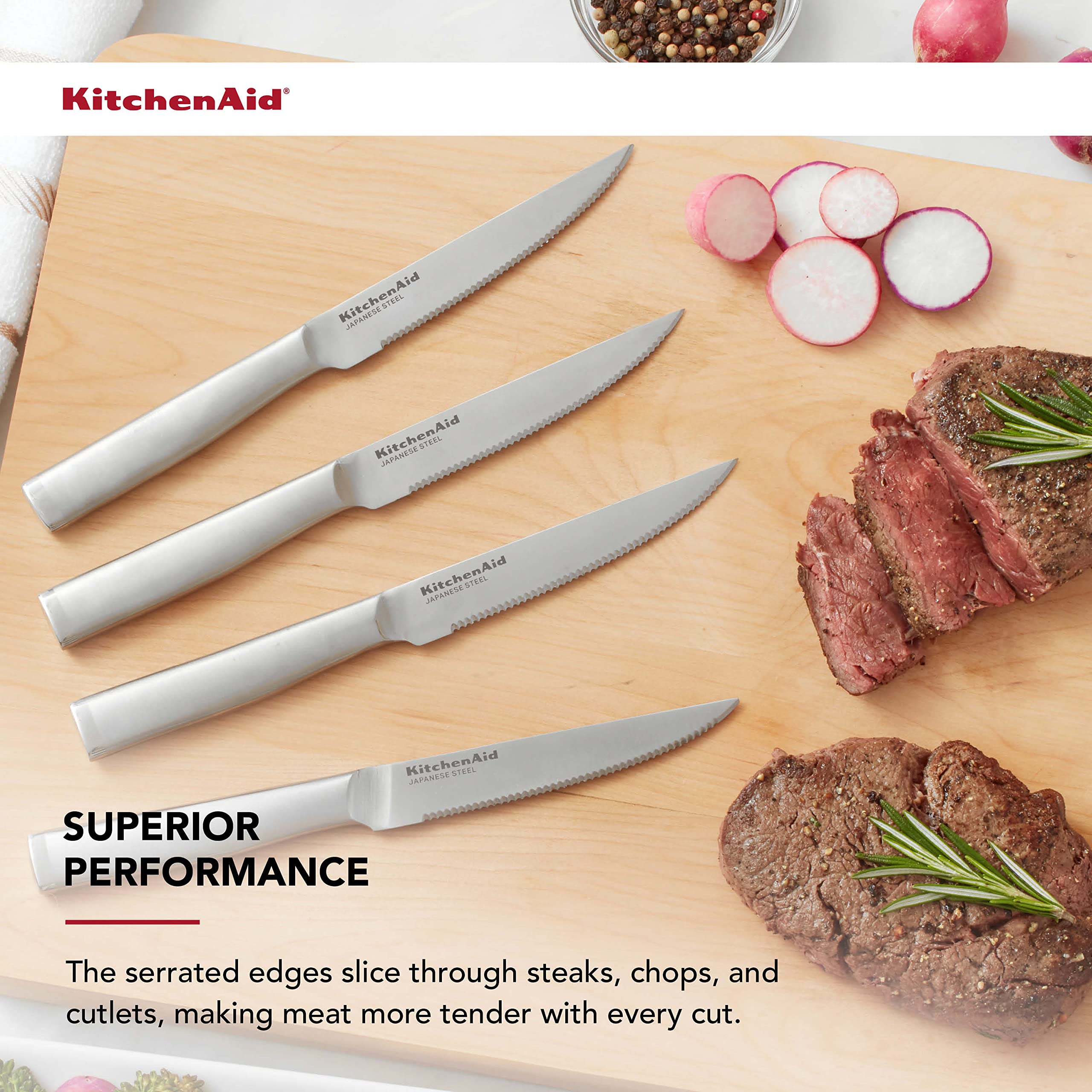 Foto 4 pulgar | Juego De Cuchillos Para Carne Kitchenaid Gourmet Forged 4 Piezas De Acero Inoxidable - Venta Internacional.