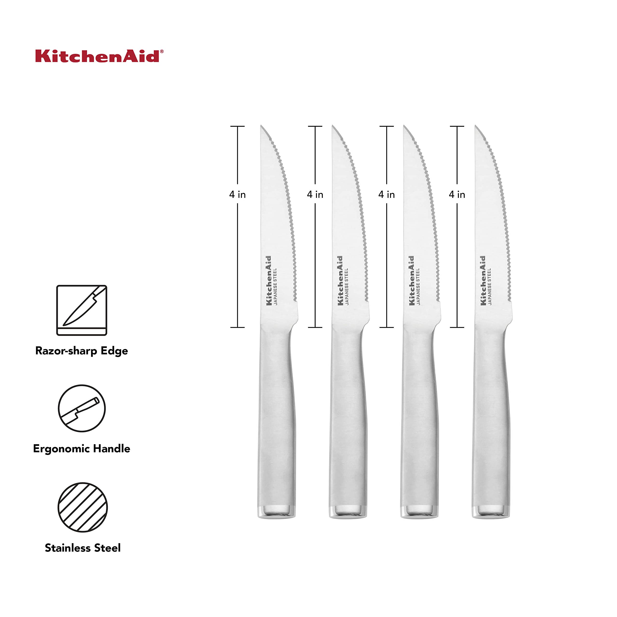Foto 6 pulgar | Juego De Cuchillos Para Carne Kitchenaid Gourmet Forged 4 Piezas De Acero Inoxidable - Venta Internacional.