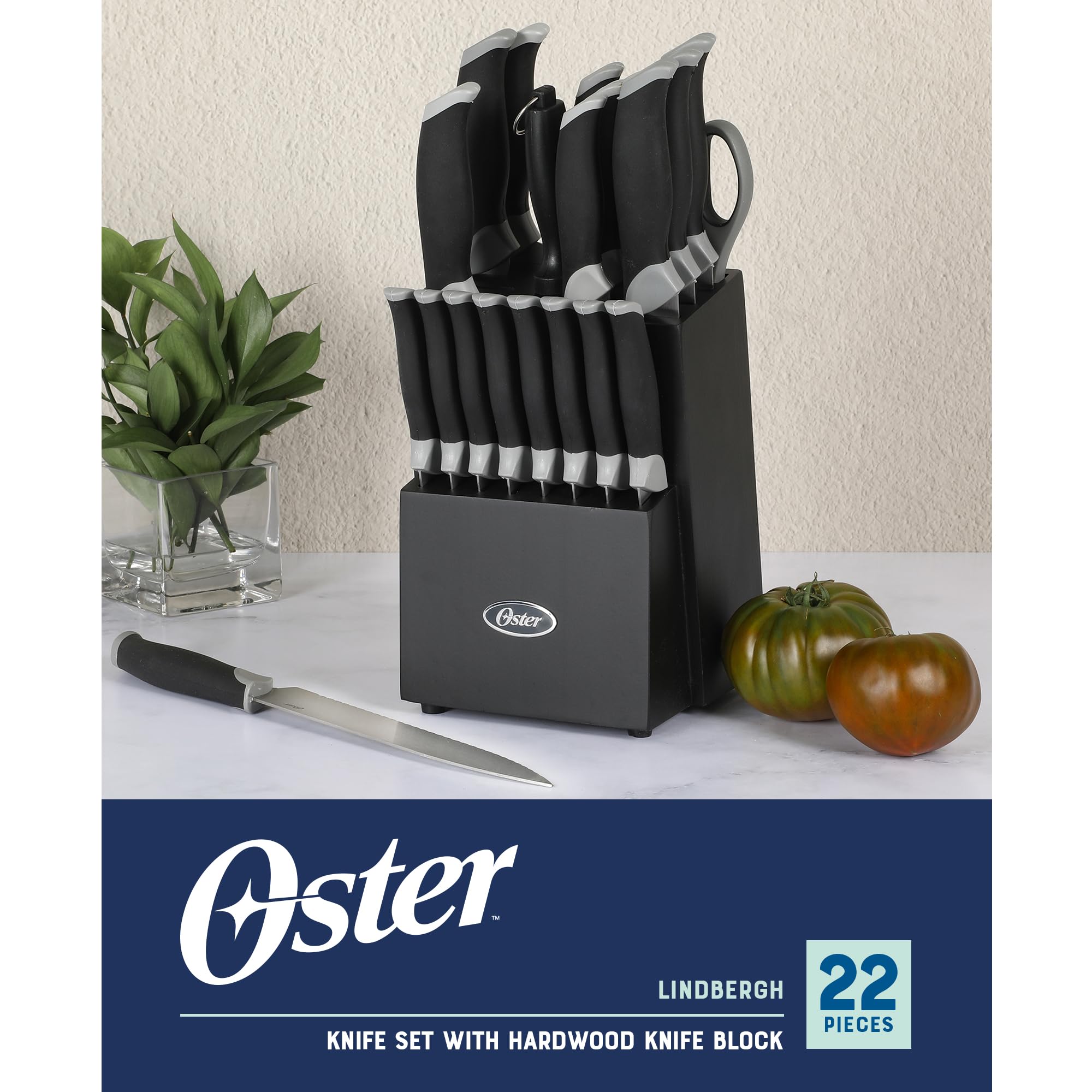 Foto 2 | Juego De Cuchillos Oster Lindbergh, 22 Piezas, Con Bloque De Cuchillos Negro - Venta Internacional.