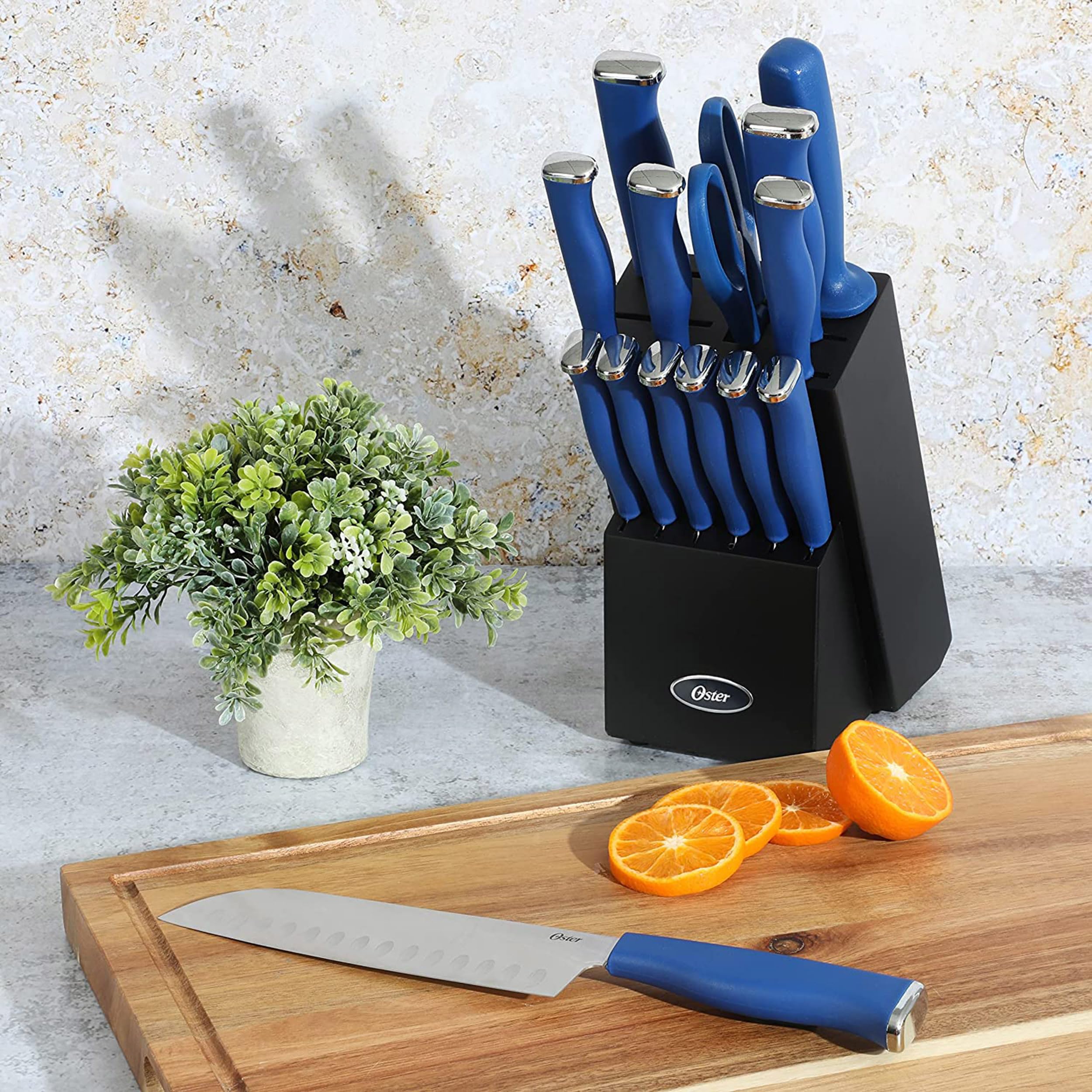 Foto 6 | Juego De Bloques De Cuchillos Para Cubiertos Oster Langmore, 15 Piezas, Acero Inoxidable - Venta Internacional.