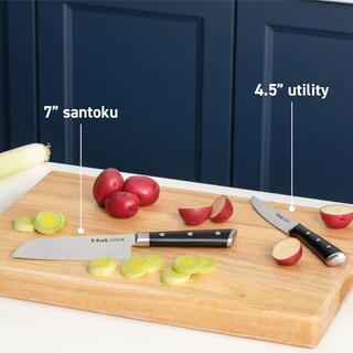 Foto 2 | Juego De Cuchillos T-fal Ice Force Santoku De 18 Cm Y Utility De 11 Cm, Color Negro - Venta Internacional.