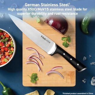 Foto 4 | Juego De Cuchillos T-fal Ice Force Santoku De 18 Cm Y Utility De 11 Cm, Color Negro - Venta Internacional.