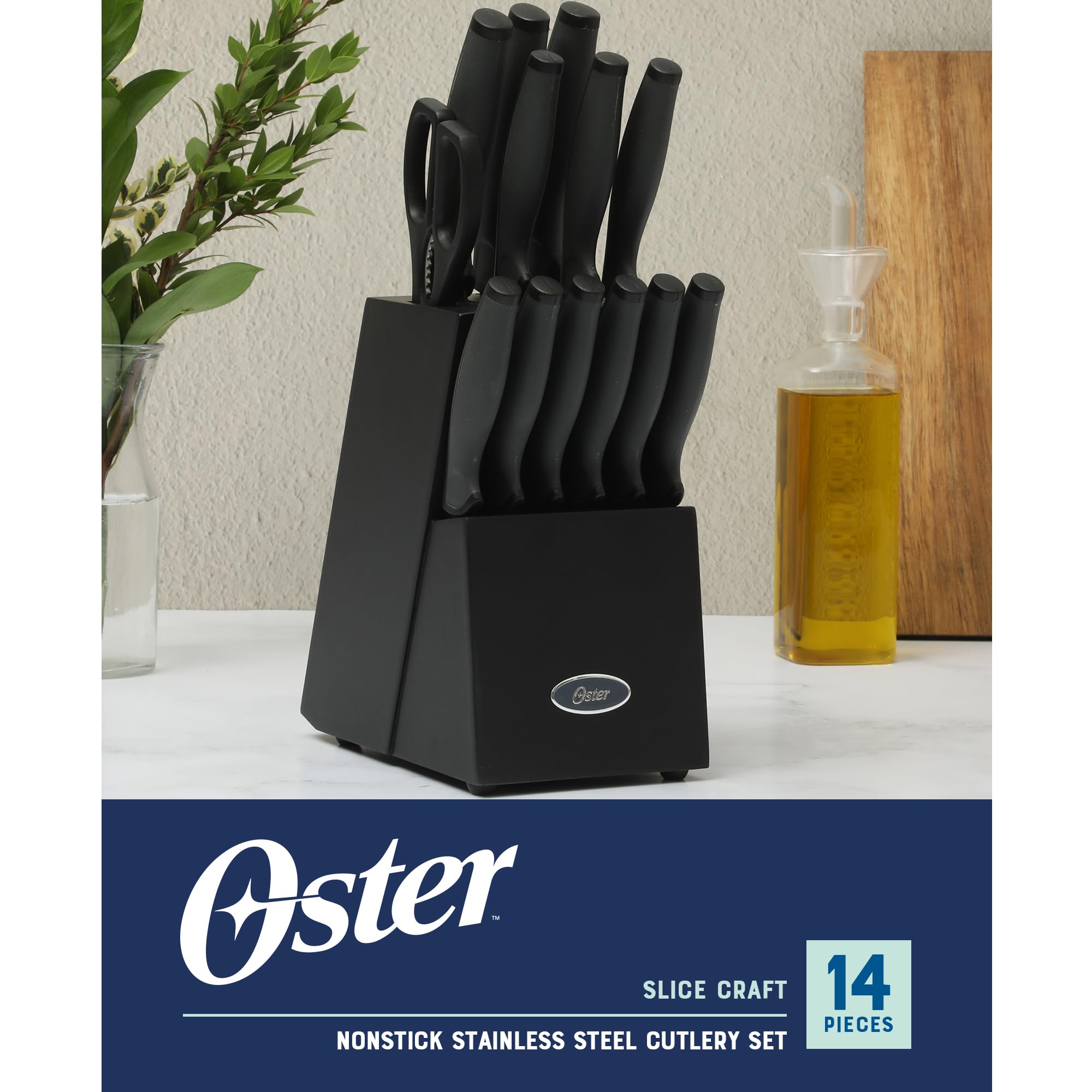 Foto 3 pulgar | Juego De Cubiertos Con Forma De Bloque De Cuchillos Oster Slicecraft, 14 Piezas, Color Negro - Venta Internacional.