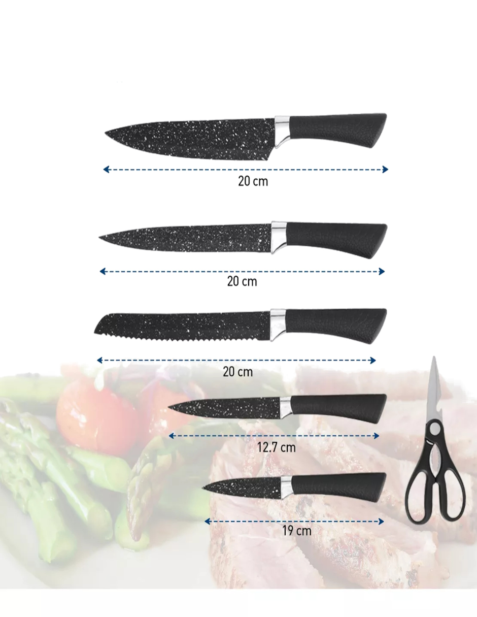 Foto 5 | Juego De Cocina Acero Inoxidable Set De 7 Piezas Color Negro + Gratis Termo De Regalo Güish