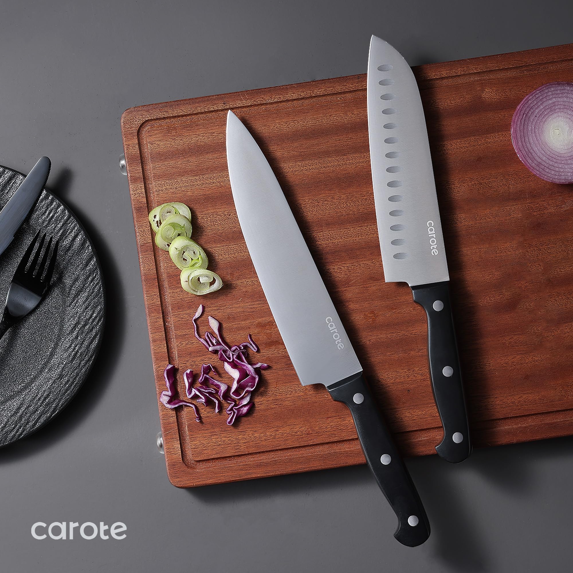 Foto 4 | Juego De Cuchillos Carote 14 Piezas Con Bloque De Acero Con Alto Contenido De Carbono - Venta Internacional.