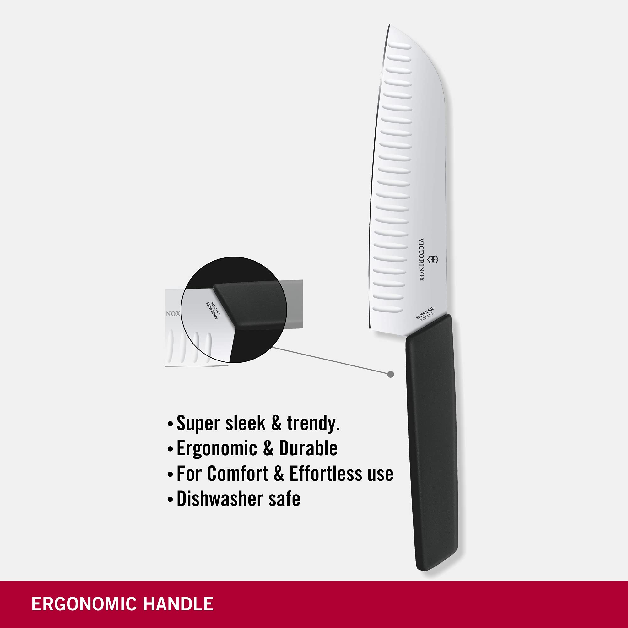 Foto 5 pulgar | Cuchillo Victorinox Swiss Modern Santoku De 18 Cm Con Mango Negro - Venta Internacional.