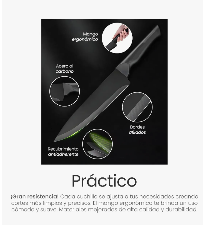 Foto 6 | Set De Cuchillos Organizador Elegante Para Cocina 14 Piezas