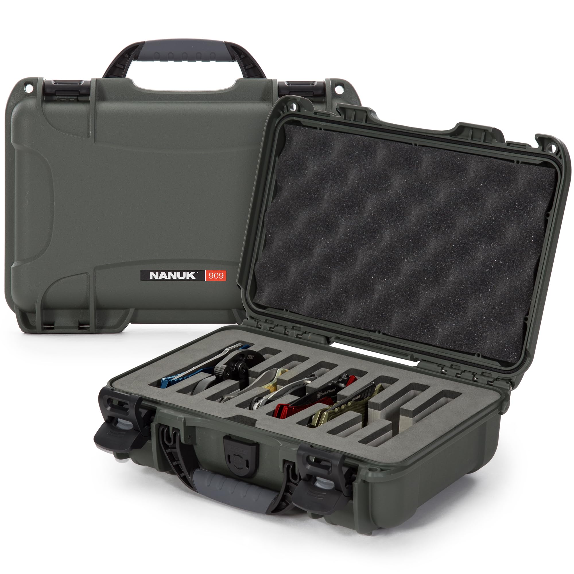 Funda Impermeable Para Cuchillos Nanuk 909 Con 8 Ranuras, 32 Cm, Color Oliva - Venta Internacional.