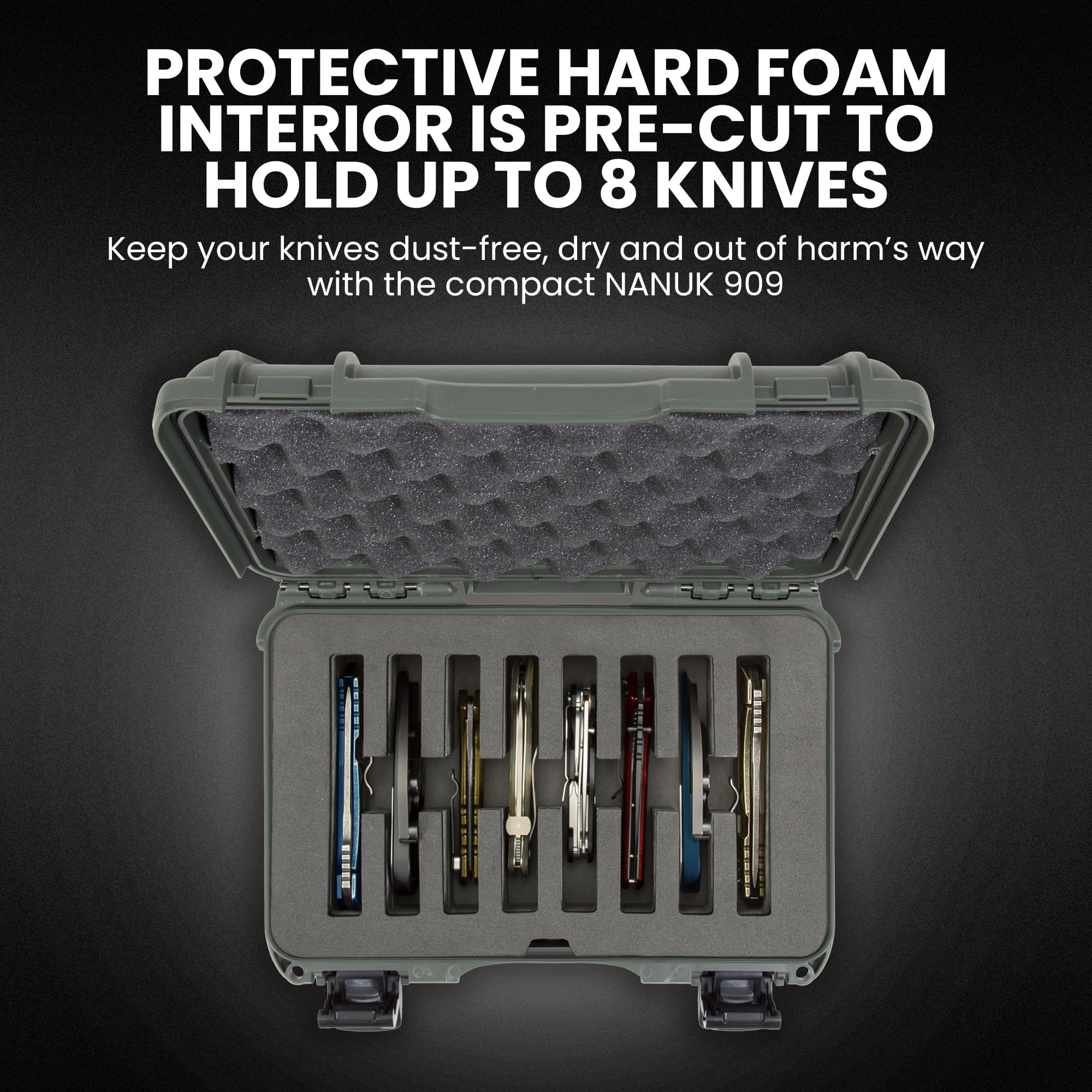 Foto 3 pulgar | Funda Impermeable Para Cuchillos Nanuk 909 Con 8 Ranuras, 32 Cm, Color Oliva - Venta Internacional.