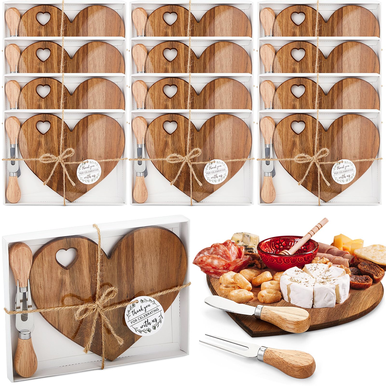 Foto 2 pulgar | Juego De Tablas Para Quesos Patelai Bridal Shower En Forma De Corazón, Madera - Venta Internacional.