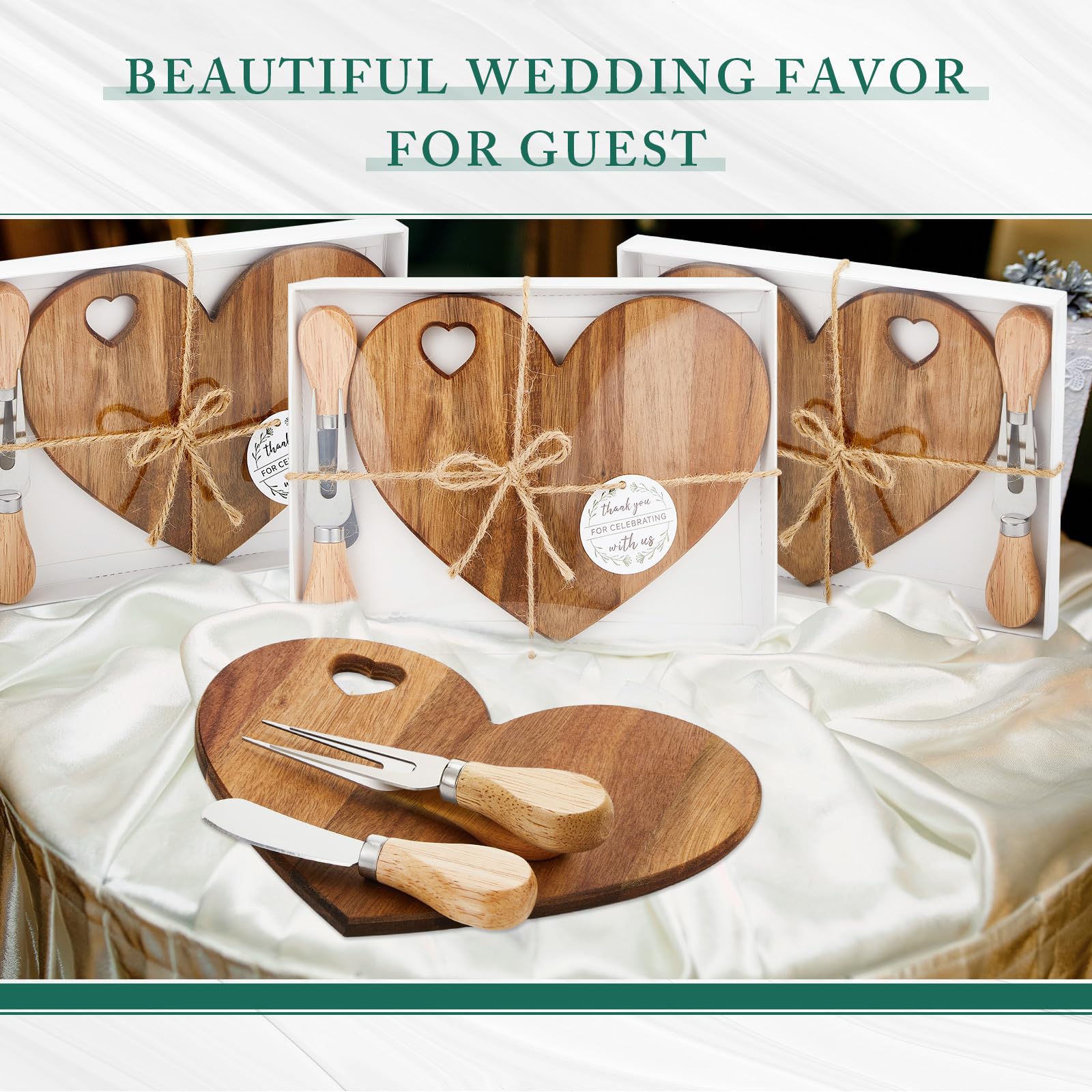 Foto 7 pulgar | Juego De Tablas Para Quesos Patelai Bridal Shower En Forma De Corazón, Madera - Venta Internacional.