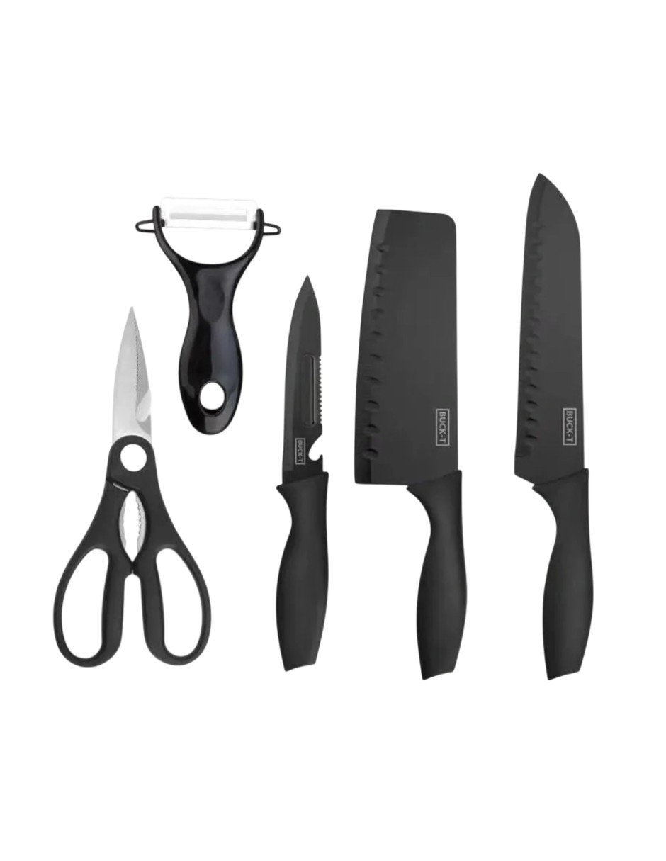 Foto 5 pulgar | Juego De Cuchillos 10 Pz Cocina Acero Inoxidable Y Tabla Para Picar + Gratis Termo Güish De Regalo