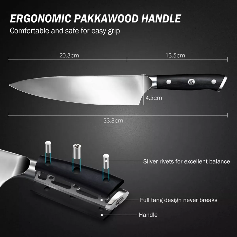 Foto 3 pulgar | Xtellar Cuchillo Profesional De Cocina De 20cm En Acero Inoxidable Superior, Chef Premium