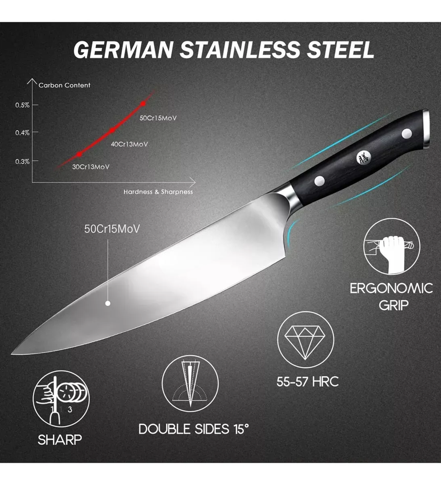 Foto 4 pulgar | Xtellar Cuchillo Profesional De Cocina De 20cm En Acero Inoxidable Superior, Chef Premium
