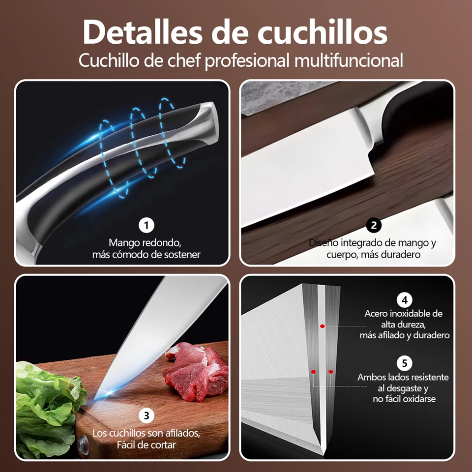 Foto 3 pulgar | Xtellar Cuchillo Chef Profesional De Acero Inoxidable Para Una Experiencia De Cocina Premium