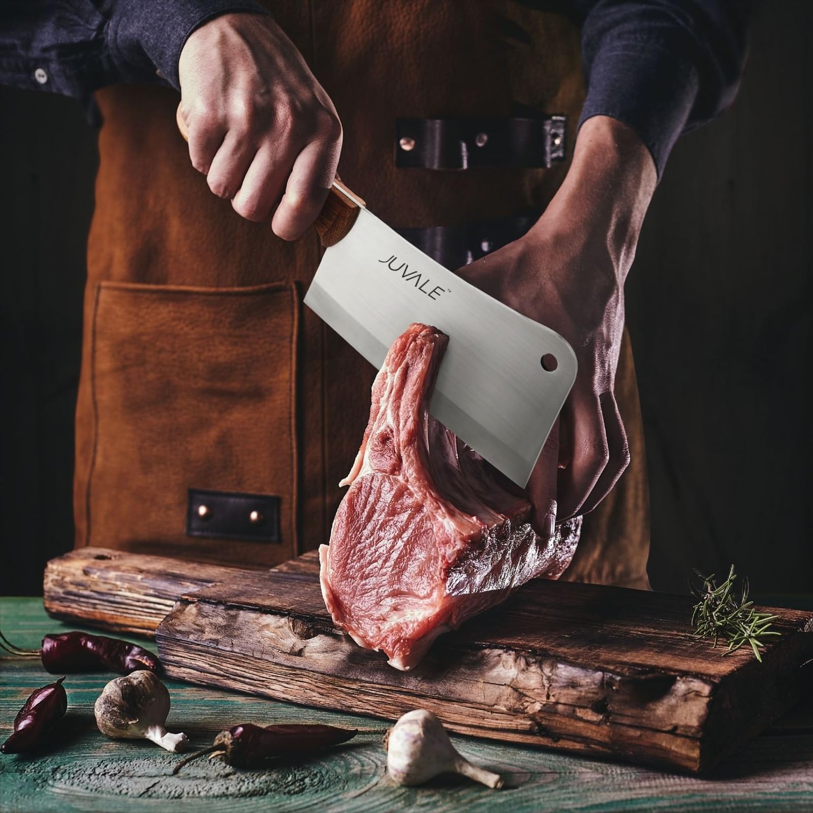 Foto 3 pulgar | Cortador De Huesos Meat Cleaver Juvale Para Cocina De Chef, 20 Cm - Venta Internacional.