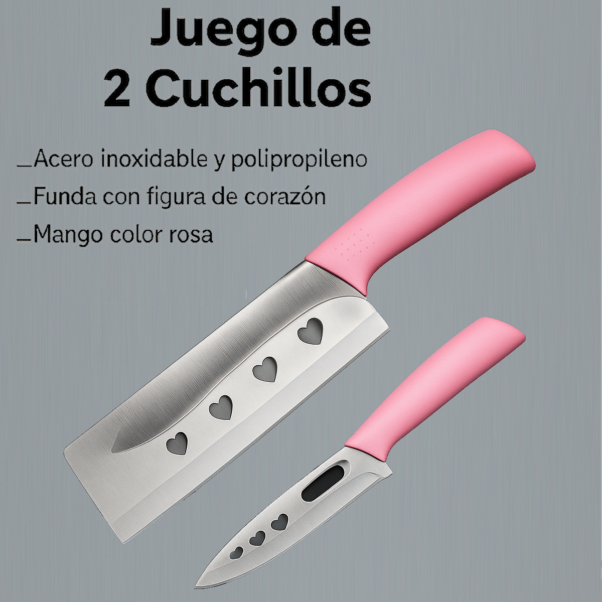 Foto 3 pulgar | Juego Set De 2 Cuchillos Para Cocina Acero Inoxidable Color Rosa