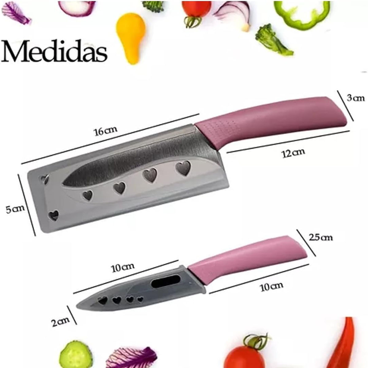 Foto 3 | Juego Set De 2 Cuchillos Para Cocina Acero Inoxidable Color Rosa