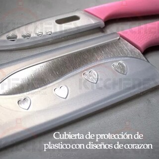 Foto 5 | Juego Set De 2 Cuchillos Para Cocina Acero Inoxidable Color Rosa