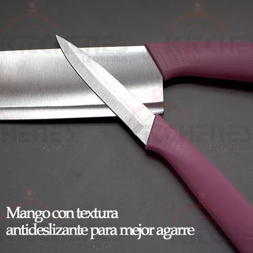 Foto 7 | Juego Set De 2 Cuchillos Para Cocina Acero Inoxidable Color Rosa