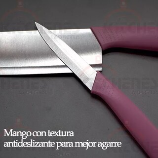 Foto 7 | Juego Set De 2 Cuchillos Para Cocina Acero Inoxidable Color Rosa