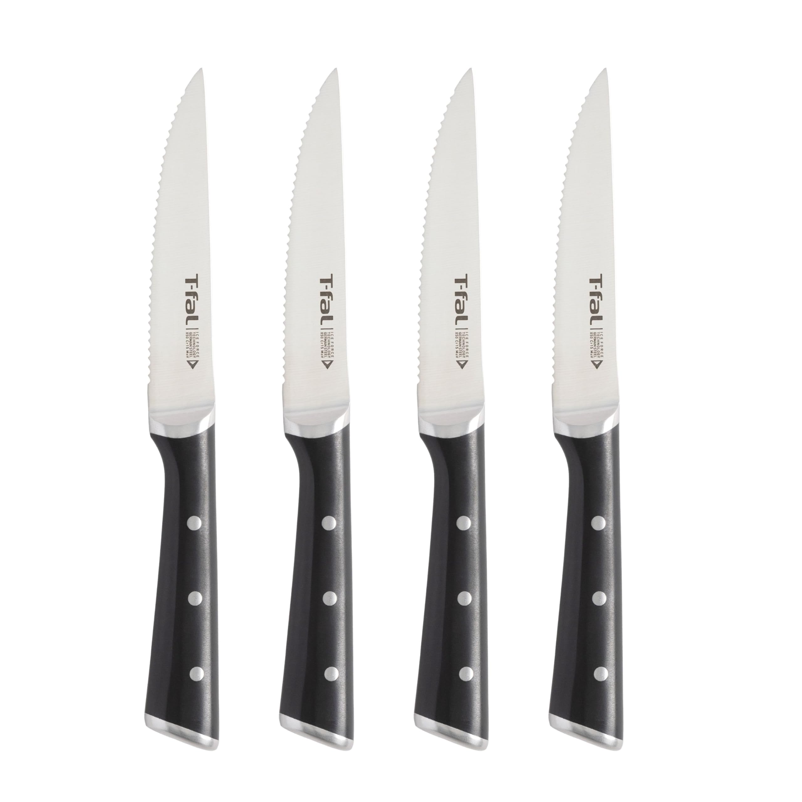Juego De Cuchillos Para Carne T-fal Ice Force De Acero Inoxidable Alemán, 4 Piezas - Venta Internacional.