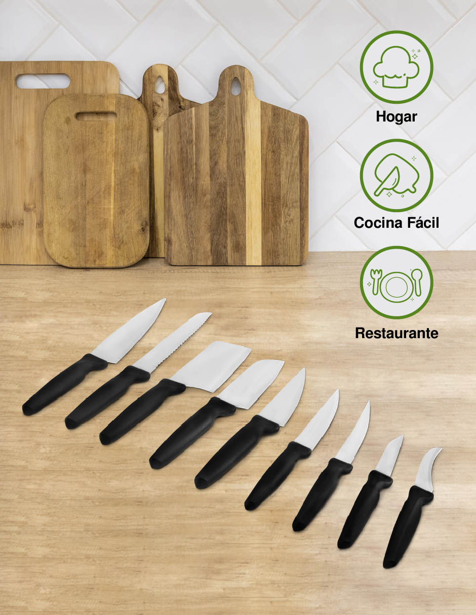 Foto 4 pulgar | Set De 9 Cuchillos De Cocina