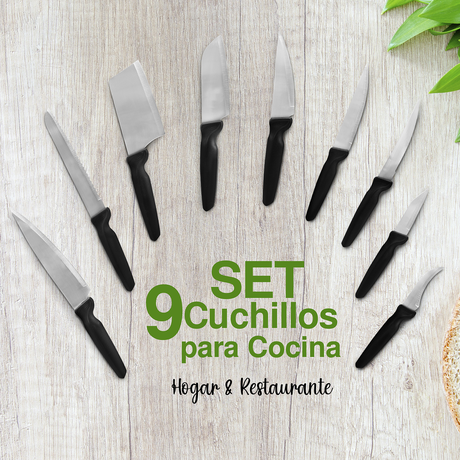 Foto 6 pulgar | Set De 9 Cuchillos De Cocina